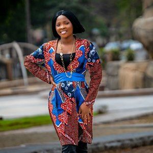 ANKARA fabric duster jacket - Bird print wax fabric